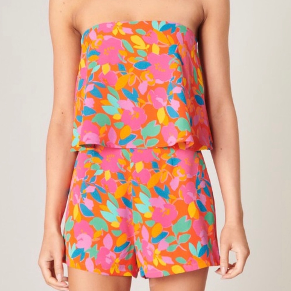 Multicolor strapless romper